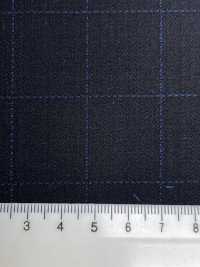 ZA4641 MARZOTTO Super110's ブラック×ブルー 刺繍チェック[生地] 細井商事株式会社 サブ画像