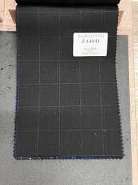 ZA4641 MARZOTTO Super110's ブラック×ブルー 刺繍チェック[生地] 細井商事株式会社 サブ画像
